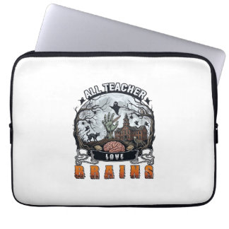 Alle docenten houden van hersenen Halloween Zombie Laptop Sleeve