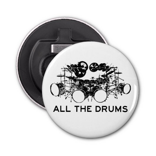 Alle drums Drummer Button Flesopener (Voorkant)