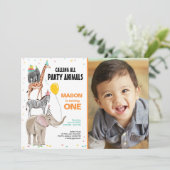 Alle feestdieren dierentuin Wild Boy Birthday Kaart (Staand voorkant)