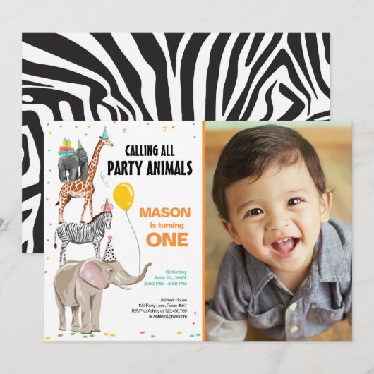 Alle feestdieren dierentuin Wild Boy Birthday Kaart (Voorkant / Achterkant)