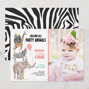 Alle feestdieren dierentuin Wild Girl Birthday Kaart
