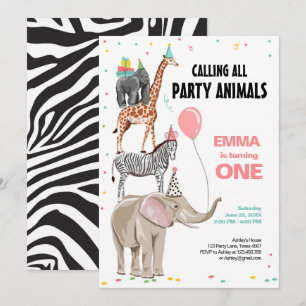 Alle feestdieren Zoo Wild Girl Verjaardag Kaart