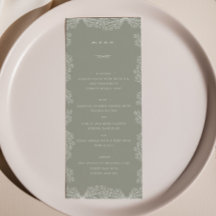 Alle Floral Sage Groen Bruiloft Diner Menu