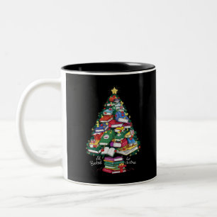 Alle geboekt voor Kerstboek Xmas Gift Librarian Tweekleurige Koffiemok