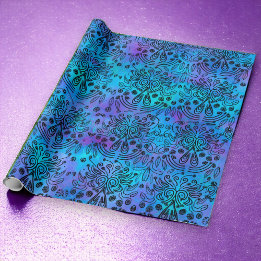 Alle Gelegenheid Blauw Paarse Exotisch Cadeaupapier