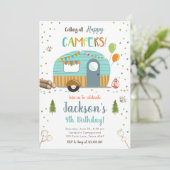 Alle gelukkige Campers Camping Boy Birthday roepen Kaart (Staand voorkant)