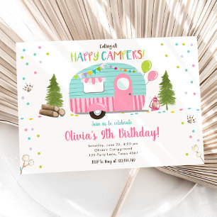 Alle gelukkige Campers Camping Girl Birthday noeme Kaart