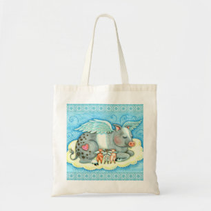 ALLE GOEDE PIGLETS GAAT NAAR HEEVEN, KUTE PIG ANGE TOTE BAG