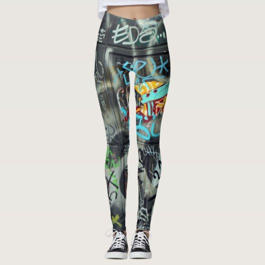 Alle graffiti-printleggins leggings (Voorkant)