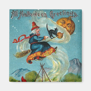Alle Halloween Greetings Flying Witch Magneet