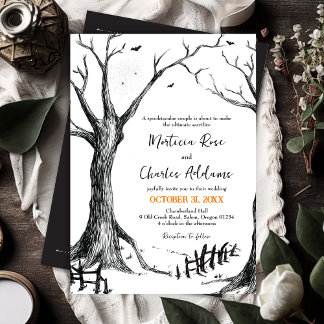 Alle Hallows Eve Halloween Tree bruiloft uitnodigi Kaart