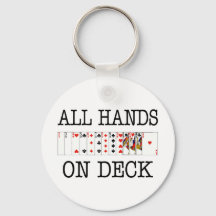 Alle handen op speelkaarten op deck