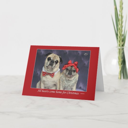 "Alle Harten komen Pug naar huis voor van Feestdagen Kaart (Voorkant)