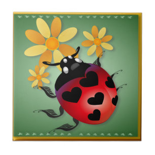 Alle Heart Ladybug Tiles 'n' Trivets Tegeltje