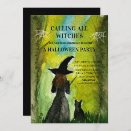 Alle heksen Black Cat Spooky Halloween Kaart