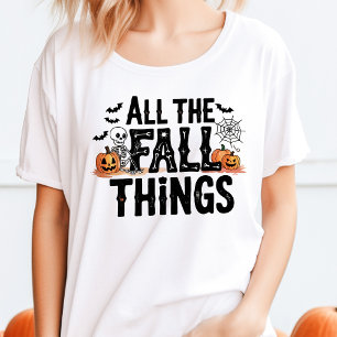 Alle Herfst Dingen Halloween Skelet Pompoen Tri-Blend Shirt
