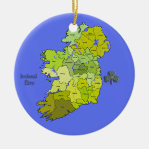 Alle Ierse Kaart van Ierland Keramisch Ornament