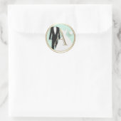 ALLE INITIALEN Goud Monogram Bruiloft Mint Groen Ronde Sticker (Tas)