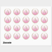 ALLE INITIALEN Goud Monogram Wit Ombre elke kleur Ronde Sticker (Vel)