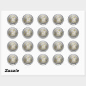 ALLE INITIALEN Gouden Cirkel Monogram Zilver Ronde Sticker (Vel)