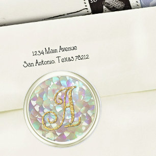 ALLE INITIALEN Gouden Monogram 3 Off White MoP Ronde Sticker