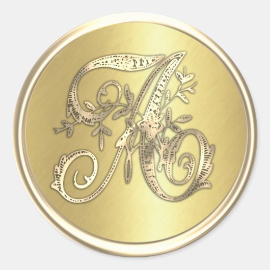 ALLE INITIALEN Gouden Monogram Initialen Envelopze Ronde Sticker (Voorkant)