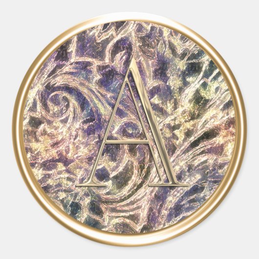 ALLE INITIALEN Gouden Monogram op Patroon Ronde Sticker (Voorkant)