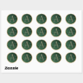 ALLE INITIALEN Gouden Monogram Smaragd Groene Swir Ronde Sticker (Vel)