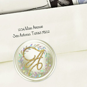 ALLE INITIALEN Gouden Schreef Monogram Off White K Ronde Sticker