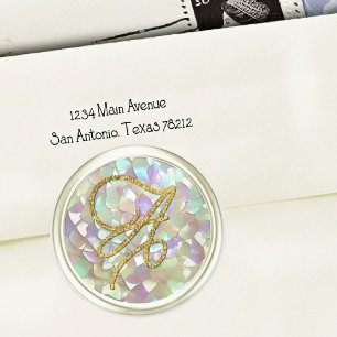 ALLE INITIALEN Gouden Schrift Monogram Off White M Ronde Sticker