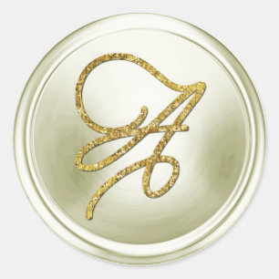 ALLE INITIALEN Gouden Schrift Monogram Off White Ronde Sticker