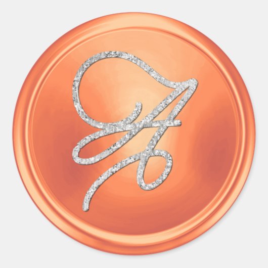ALLE INITIALEN Zilveren Script Monogram Koper Ronde Sticker (Voorkant)