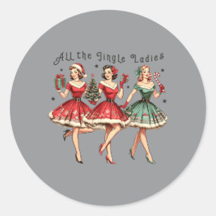 Alle Jingle Dames Grappig Vintage Kerstmis Ronde Sticker