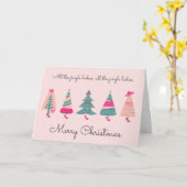 Alle Jingle-dames roze kerstbomen Kaart (Gele Bloem)