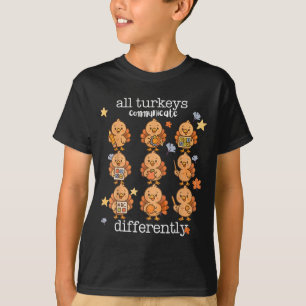 Alle kalkoenen communiceren anders op Thanksgiving T-shirt