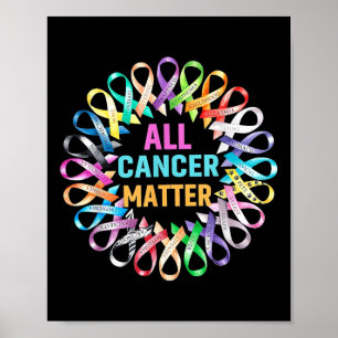 Alle kanker kleurrijke linten kanker bewustzijn poster