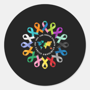Alle kankerbewustzijn bestrijdt kanker lint onders ronde sticker