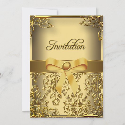 Alle keren Elite Elegant Party Gold Damask Kaart (Achterkant)