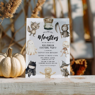 Alle Kinder Monsters Halloween verjaardag Kaart