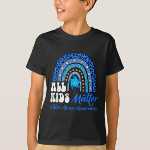 Alle Kinder- Pinwheel Blue Rainbow Kindermishandel T-shirt