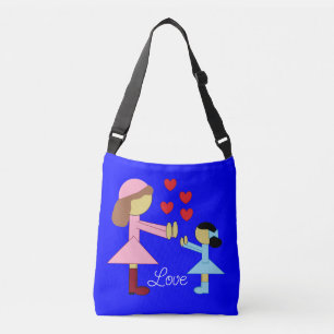 Alle kinderen hebben liefde nodig: Blauw Crossbody Tas