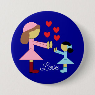 Alle kinderen hebben liefde nodig: donkerblauw ronde button 7,6 cm