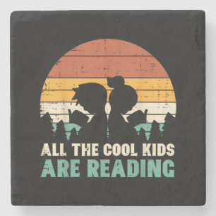 Alle Kinderen lezen Retro lezen Boeken Lover Boys Stenen Onderzetter