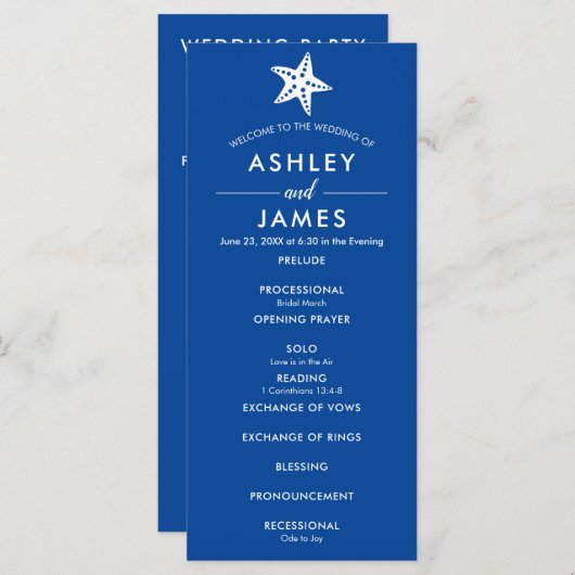 Alle kleuren moderne starfish Wedding-programma's Programma (Voorkant / Achterkant)