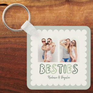 Alle kleuren Schaalvormige aangepaste 2 foto beste Sleutelhanger