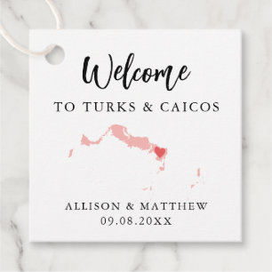 Alle kleuren turks en Caicos Weddenschap Welkomstt Bedankjes Labels