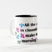 alle koffie in columbia tweekleurige koffiemok (Voorkant links)