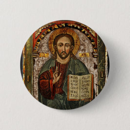 Alle krachtige Christus - Chrystus Pantokrator Ronde Button 5,7 Cm