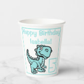 Alle Leeftijd Blauwgroen T Rex Dinosaur Verjaardag Papieren Bekers (Voorkant)