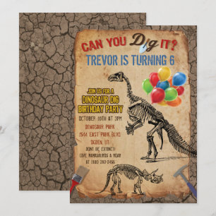 ALLE LEEFTIJDEN - Dinosaur Dig Verjaardagsfeest Ui Kaart